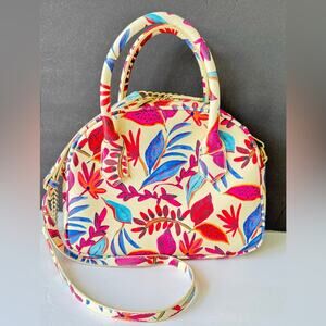 JustFab Floral MultiFloral Cream Crossbody Sachel Handbag
